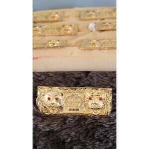 Vintage 3 Finger Lion Knuckle Ring Gold Tone Crown Design Made in Korea 80s 90s